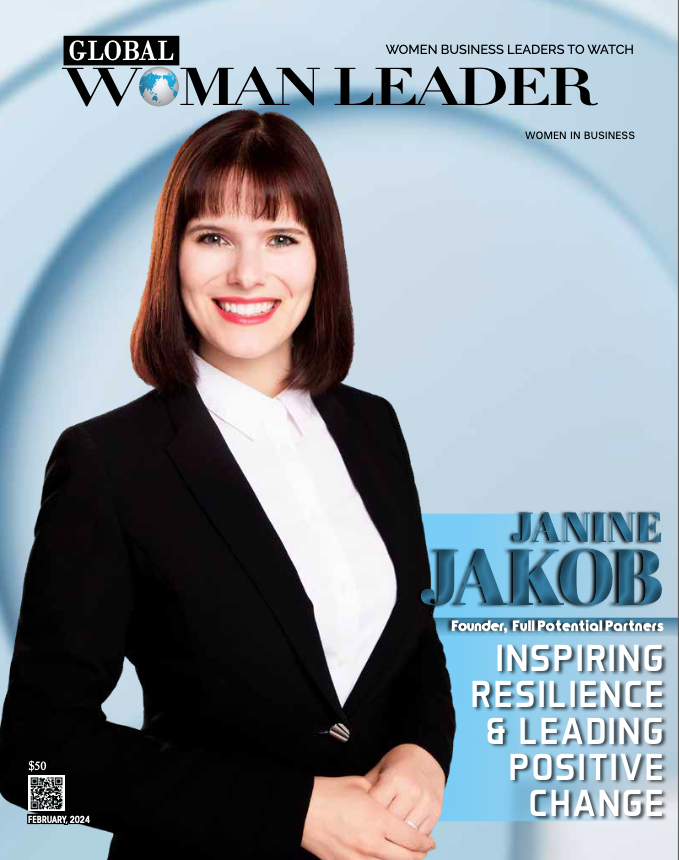 Janine Jakob featured on the cover of Global Woman Leader magazine
