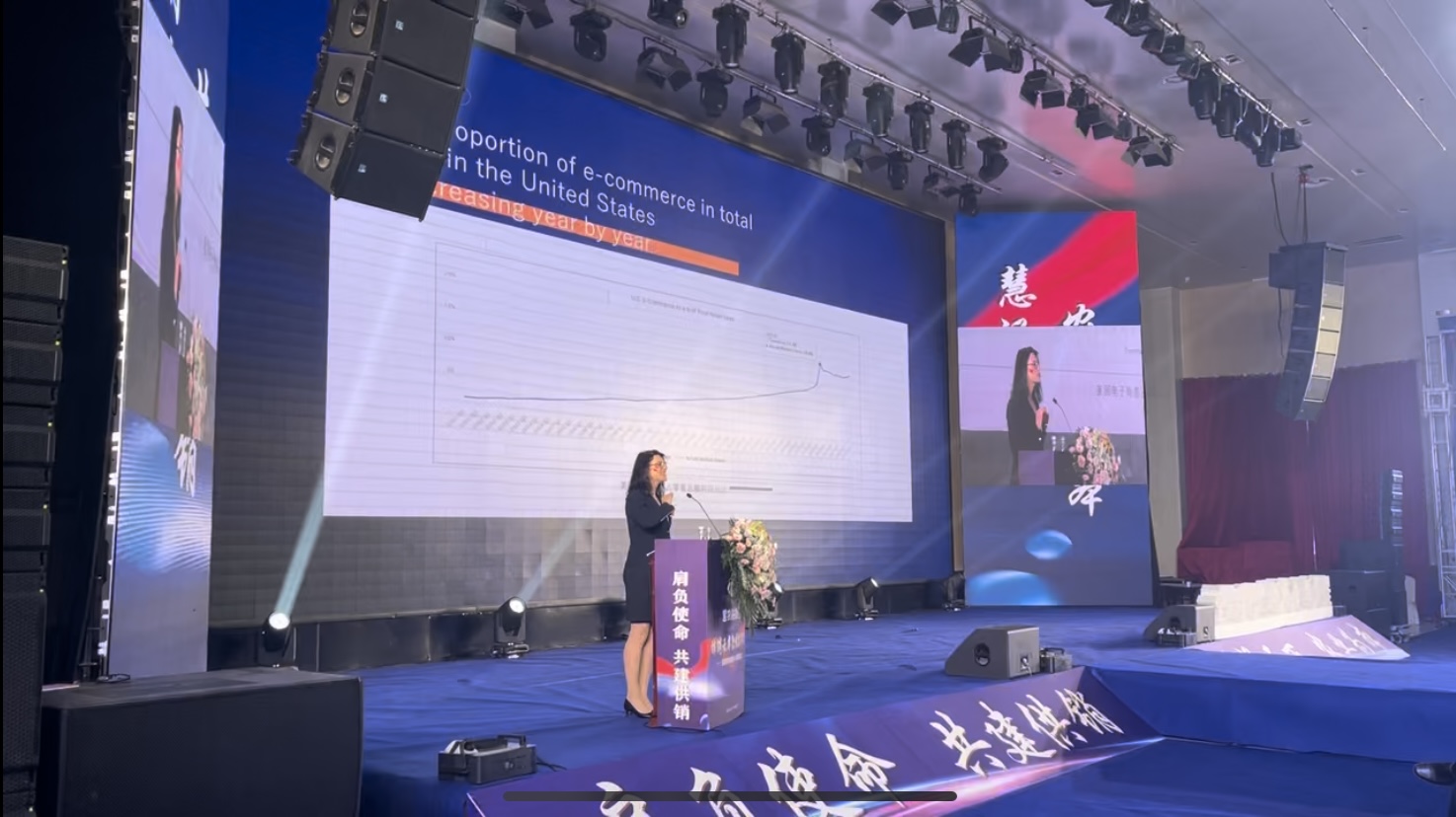 Janine Jakob presenting at a business conference in China
