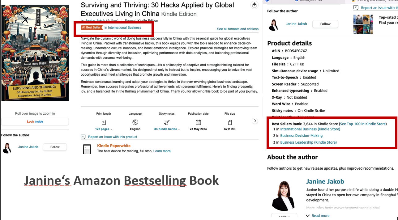 Amazon page showing Janine Jakob's Amazon bestseller Surviving and Thriving