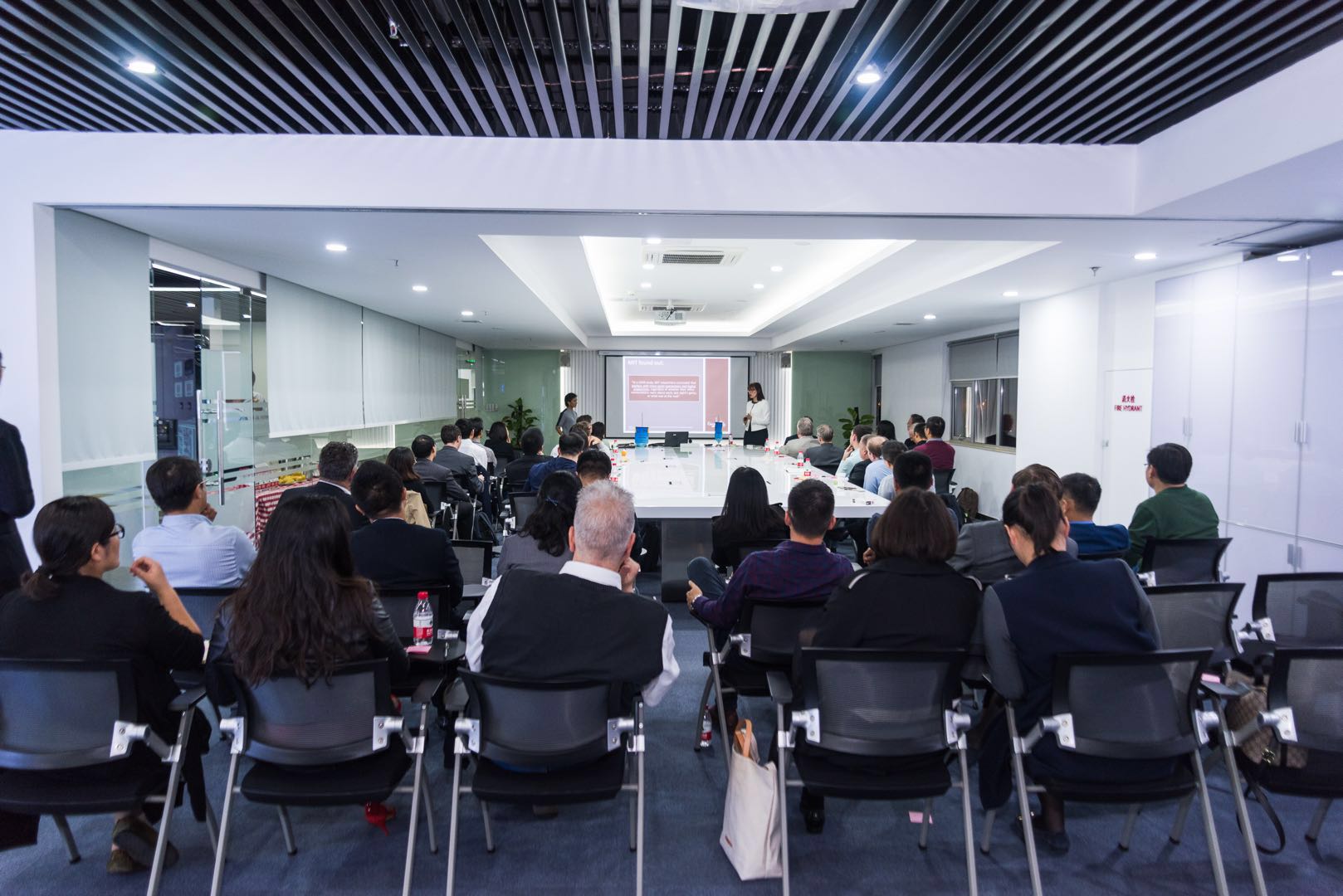 Janine Jakob leading an executive training session for an international audience